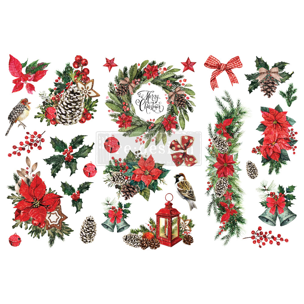 Small Decor Transfers / Decals ~ CLASSIC CHRISTMAS, 3 Sheets, 6″x12″